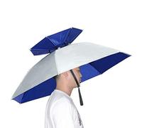 NEW-Vi Chapeau parapluie de pêche pliable réglable multifonction pour l'extérieur (argenté/bleu)