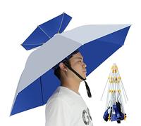 NEW-Vi Chapeau parapluie pliable et réglable, 95 cm, protection UV UPF 50+, grands parapluies mains libres, 7 baleines, imperméable pour la pêche, le jardinage, le golf, pare-soleil extérieur (argent)