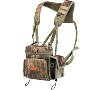 NEW VIEW CamoRanger Ripstop Harnais de poitrine pour jumelles - Étui binoculaire de chasse, pochette de télémètre amovible, harnais de binos réglable, housse de pluie - Taille M et camouflage arbre
