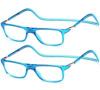 NEW VISION Lunettes 2 pack, Lunettes Loupe, Lunettes De Lecture Magnétique, Longueur RéGlable Lunette De Lecture Homme Femme, NV2904 (2blue, 1.5, x)
