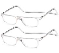 NEW VISION Lunettes 2 pack, Lunettes Loupe, Lunettes De Lecture Magnétique, Longueur RéGlable Lunette De Lecture Homme Femme, NV2904 (2transparent, 2.5, x)
