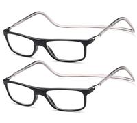 NEW VISION Lunettes 2 pack, Lunettes Loupe, Lunettes De Lecture Magnétique, Longueur RéGlable Lunette De Lecture Homme Femme, NV2904 (2noir, 1.5, x)