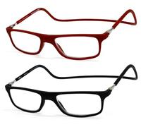 NEW VISION Lunettes 2 pack, Lunettes Loupe, Lunettes De Lecture Magnétique, Longueur RéGlable Lunette De Lecture Homme Femme, NV2904 (C8+C6, 2, x)
