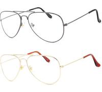 NEW VISION Lunettes 2 PACK, Lunettes Loupe, Lunettes De Lecture, Style Pilote Monture Métal Rétro, Lunette De Lecture Homme Femme, NV8132 (GRIS+OR, 2.5, Diottria)