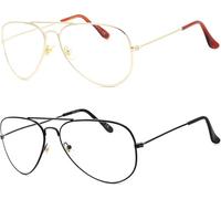 NEW VISION Lunettes 2 PACK, Lunettes Loupe, Lunettes De Lecture, Style Pilote Monture Métal Rétro, Lunette De Lecture Homme Femme, NV8132 (OR+NIOR, 3, Diottria)