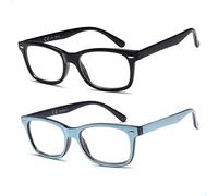 NEW VISION Lunettes De Lecture 2 pack, Lunettes Loupe, Protection UV400, Style Moderne, Monture Legere Lunette De Lecture Homme Femme NV056 (Bleu+Noir, 2, Diottria)
