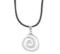 New vortex necklace, 49cm black leather cord silver spiral necklace, handmade high-end niche hip-hop simplicity
