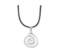 New vortex necklace, 49cm black leather cord silver spiral necklace, handmade high-end niche hip-hop simplicity