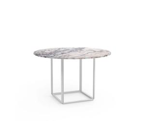 New Works Table à manger ronde Florence white viola marble. ø 120 cm. structure blanche