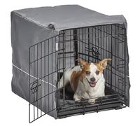 New World B24DD-KIT Kit cage pour chien à double porte ; Kit cage pour chien comprenant une cage à deux portes, un lit pour chien gris assorti et une housse de cage grise, 60,96 cm