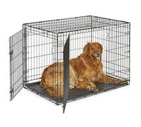New World B42DD Cage pour chiens de petite taille, ment améliorée, 106,68 cm, double porte, comprenant un plateau étanche, des pieds protégeant le sol