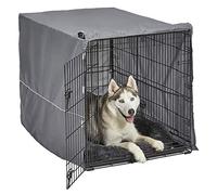 New World B42DD-KIT Kit cage pour chien à double porte ; Kit cage pour chien comprenant une cage à deux portes, un lit pour chien gris assorti et une housse de cage grise, 106,68 cm