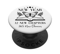 New Year 2026 Reading Book 12 New Chapters 365 New Chances PopSockets PopGrip Adhésif