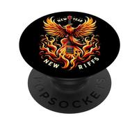 New Year New Riffs - Phoenix Guitar Flame - Nouvel An PopSockets PopGrip Interchangeable