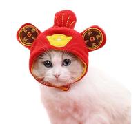 New Year Pet Hat, God of Wealth Fortune Cat Hats, 12.59in Thickened Cute Cozy Soft Small Pet Headwear, Perfect for Small and Medium Dogs, Kittens, Puppies