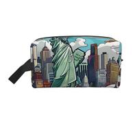 New York American Theme Art Printed Makeup Bag Travel Portable Cosmetic Bag Large Capacity Makeup Case Toiletry Bag Organizer for Women, blanc, Taille unique, Trousse de maquillage