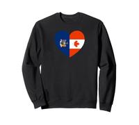 New York and Canada Flags: Heart Shaped Unity Sweatshirt