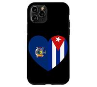 New York and Cuba Flags: Heart Shaped Unity Coque pour iPhone 11 Pro