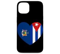 New York and Cuba Flags: Heart Shaped Unity Coque pour iPhone 13