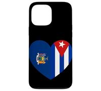 New York and Cuba Flags: Heart Shaped Unity Coque pour iPhone 13 Pro Max