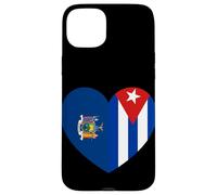 New York and Cuba Flags: Heart Shaped Unity Coque pour iPhone 15 Plus