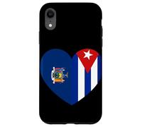 New York and Cuba Flags: Heart Shaped Unity Coque pour iPhone XR