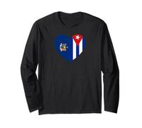 New York and Cuba Flags: Heart Shaped Unity Manche Longue