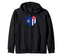 New York and Cuba Flags: Heart Shaped Unity Sweat à Capuche