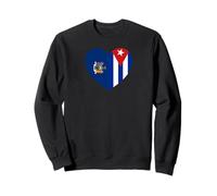 New York and Cuba Flags: Heart Shaped Unity Sweatshirt