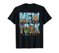 New York Attend NYC Iconic Landmarks Voyage Skyline Souvenir T-Shirt Graphique avec Valeur