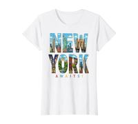 New York Attend NYC Iconic Landmarks Voyage Skyline Souvenir T-Shirt Graphique avec Valeur