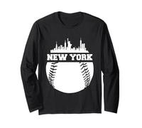 New York Baseball NYC Cityscape Sky-Line Sports Lovers Cadeaux Manche Longue