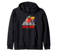 New York Big Apple Teddy Bear, Cute NYC City Illustraton Art Sweat à Capuche