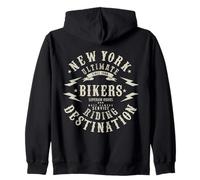 New York Bikers Riding Destination Vintage Motorcycle Sweat à Capuche