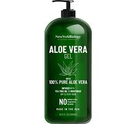 New York Biology Gel à l'aloe vera pour le visage, la peau et les cheveux - infusé avec de l'huile d'arbre à thé - à partir de plante d'aloe vera fraîche - Aloe vera hydratant pour soulager les coups