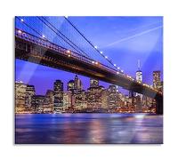 New York Brooklyn Bridge Plaque de protection pour cuisinière et protection anti-éclaboussures en verre véritable 60 x 52 cm