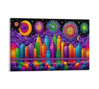 New York Célèbre le Jour de l'Indépendance Impression Sur Toile Pop Art Éclatant Décoration Peinture Poster Mural Morden Affiche Decoration Pour Salon Chambre Restaurant Décorations 20x30inch(50x75cm)