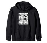 New York City 5 Boroughs Typography T Shirt NYC Graphic Sweat à Capuche