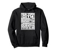 New York City 5 Boroughs Typography T Shirt NYC Graphic Sweat à Capuche
