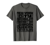 New York City 5 Boroughs Typography T Shirt NYC Graphic T-Shirt