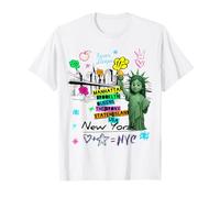 New York City Baby Statue of Liberty Skyline Sketch Cartoon T-Shirt