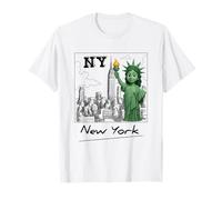 New York City Baby Statue of Liberty Skyline Sketch Cartoon T-Shirt