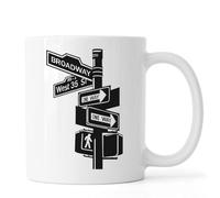 New York City Broadway West 35 ST Intersection Sign Tasse à thé café en céramique Blanc