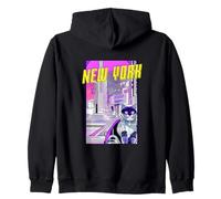 New York City Chat Rétro Anime Paysage Urbain New York USA Sweat à Capuche