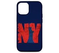 New York City Cool Red avec une statue de la liberté bleue Coque pour iPhone 12/12 Pro
