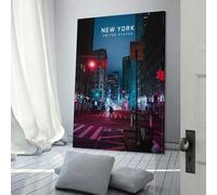New York City États-Unis Photos pour salon Rue Peintures Toile Coloré Pop Art Mural Moderne Œuvre d'art Décoration d'intérieur Tendue Prête à accrocher 24x36 pouces (60x90 cm)