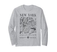 New York City Map NYC NY Cartographie Vintage drôle Manche Longue