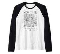New York City Map NYC NY Cartographie Vintage drôle Manche Raglan