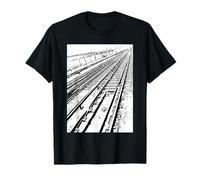 New York City Métro Ttrain Tracks en Noir et Blanc T-Shirt