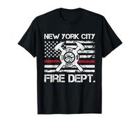 New York City NYC Pompier fin ligne rouge pompier T-Shirt